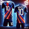 Summer New Football Star 3D Mbappe Fan Commemorative Edition No.10 Training Sports Adult/Children Short Sleeve Shorts Set Kids