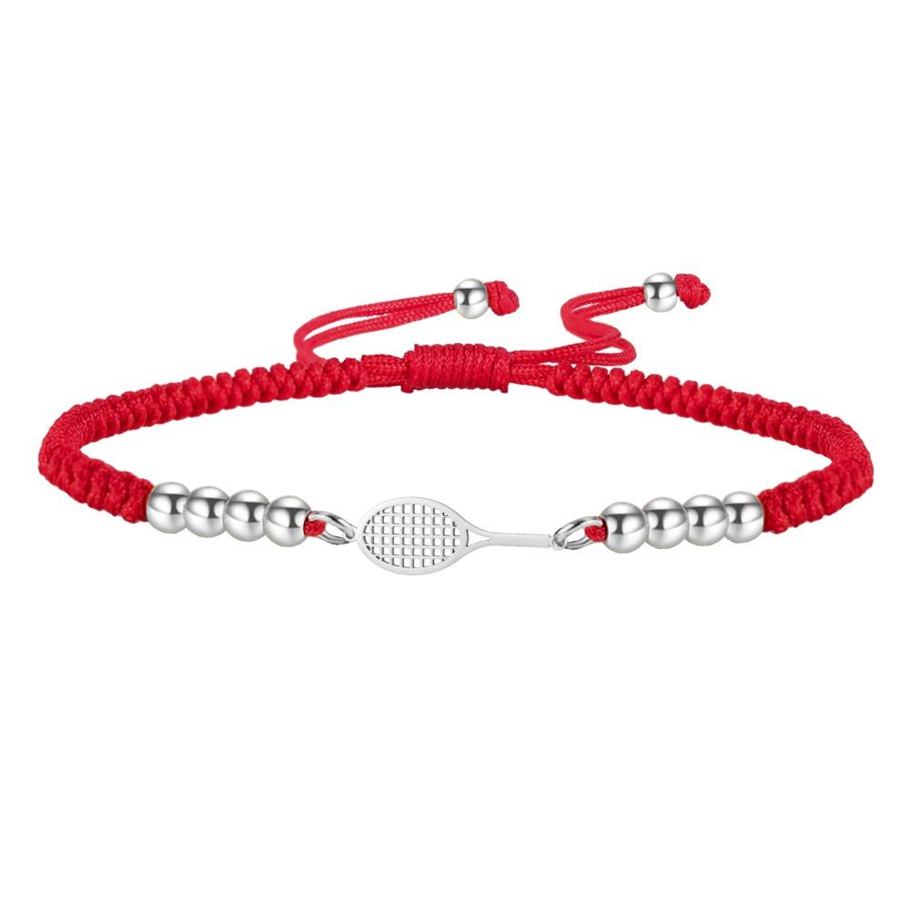 Sport Style Tennis Racket Bangle Stainless Steel Weave Rope Bracelet Sporty Accessories