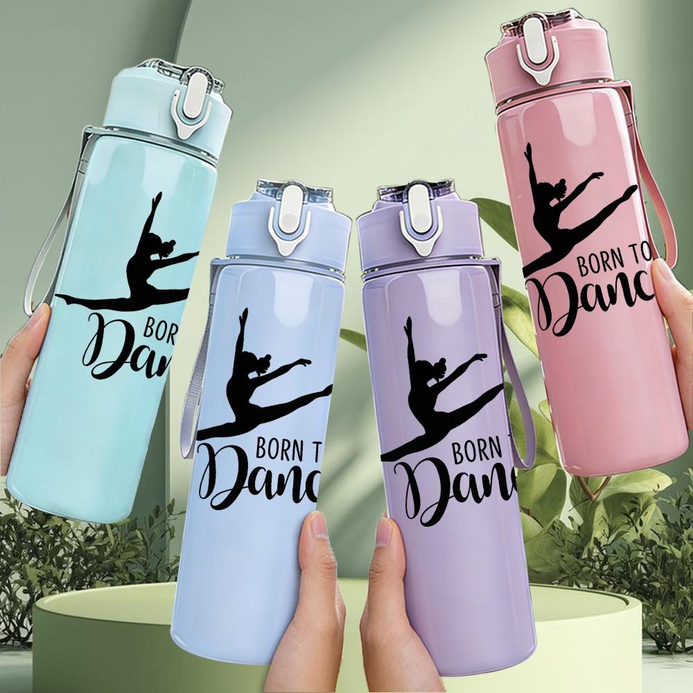 1PC Ballerina Dancer Silhouette Print 750ml Color Plastic Sports Water Bottle Leakproof Flip Straw Lid Suitable for Sports Office Home Use