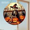 2D flat acrylic Halloween decoration - witch hat skull and pumpkin crow design, scary window decoration for home, bar, office
