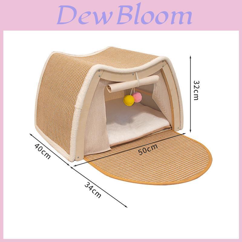 Wooden Cat House With Semi Closed Design And Cat Scratcher For Multisize Cats And All Seasons