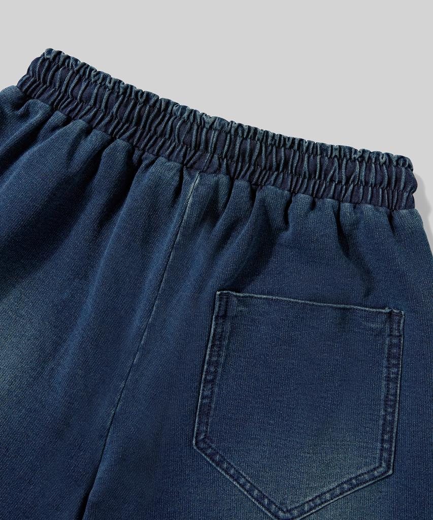 Beodeonteu Front Line Washed Wide Sweatpants [Indigo]