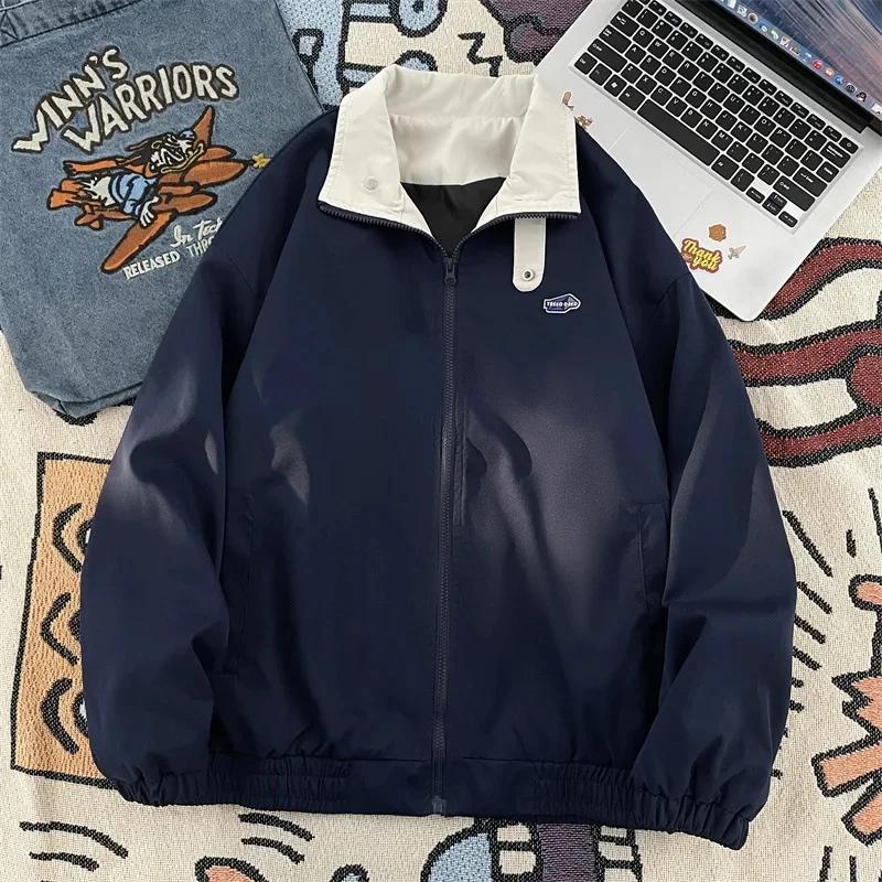 

Autumn Lapel Workwear Jacket Men s Zipper Trench Coats Windbreaker Vintage Oversized Japanese Fashion Harajuku Streetwear Jacket L