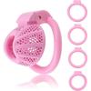 Male Chastity Device Cock Cage - Miyoti Upgraded Super Small Lightweight Pink Resin Chastity Cage with 4 Different Sizes Removable Plastic Rings 2