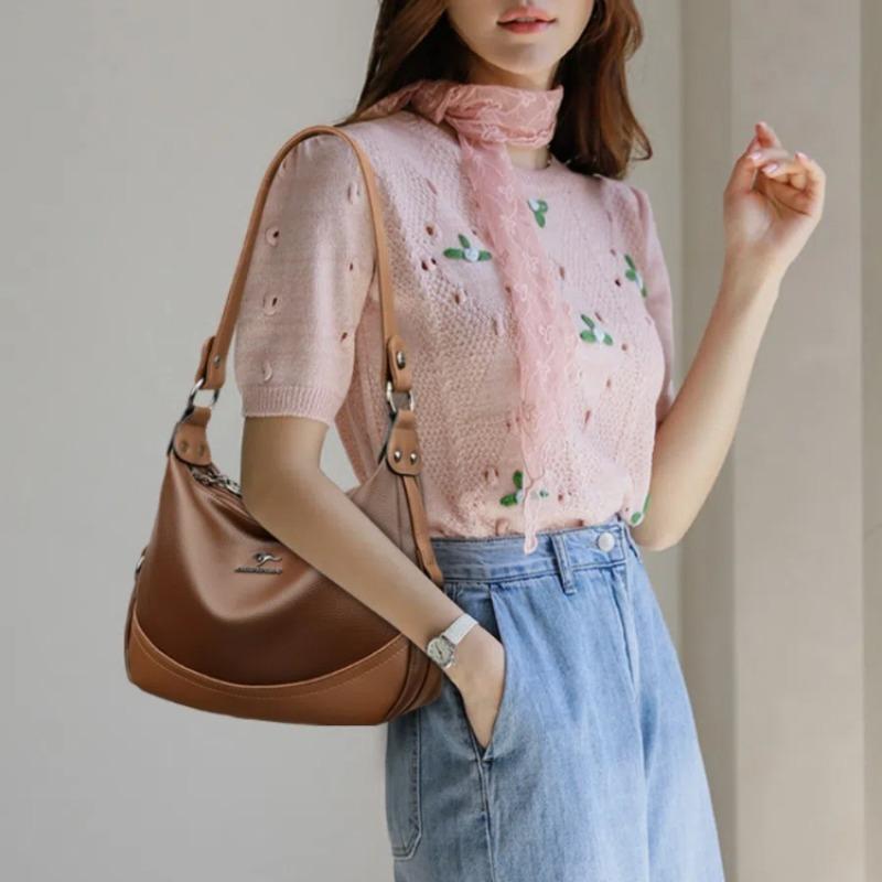 High-Quality PU Women's Leather Tote Handbag Luxury Designer Shoulder Crossbody Bag Ladies' Casual Messenger Bag