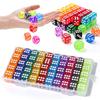 51pcs Colored Transparent Dices with Storage Box Set 14mm Acrylic Bulk 6 Sided Dices for Board Games Math Learning Classroom JXB