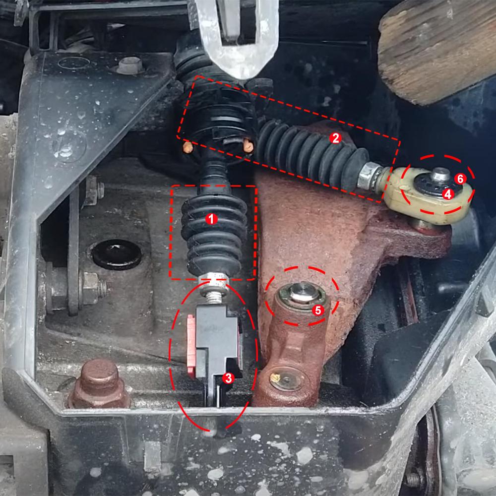 Lanko řazení manuální převodovky, táhlo řazení, kloub koncovky řadicí tyče, manžeta tyče, náhrada pro Ford Fiesta 5 Focus 2 Fusion 2002 2003 2004 2005 2006 2007 2008