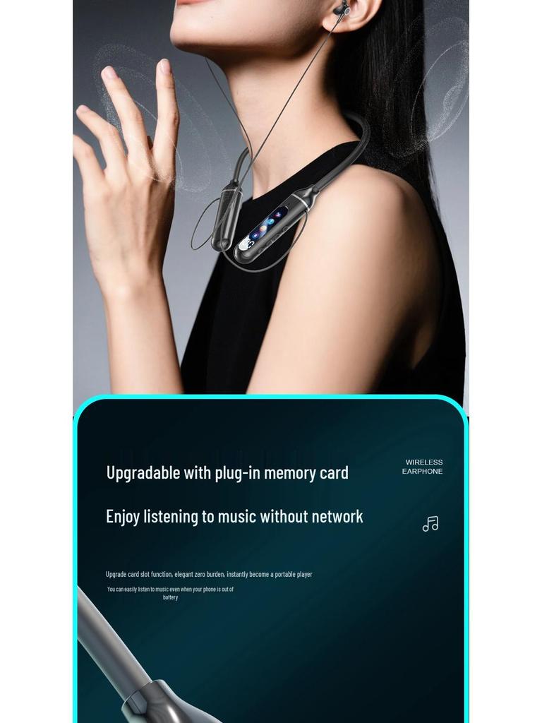 2025 Bluetooth Sports Neckband Earphones with AI, Ultra-Long Battery, High Sound Quality, Large Mirror.