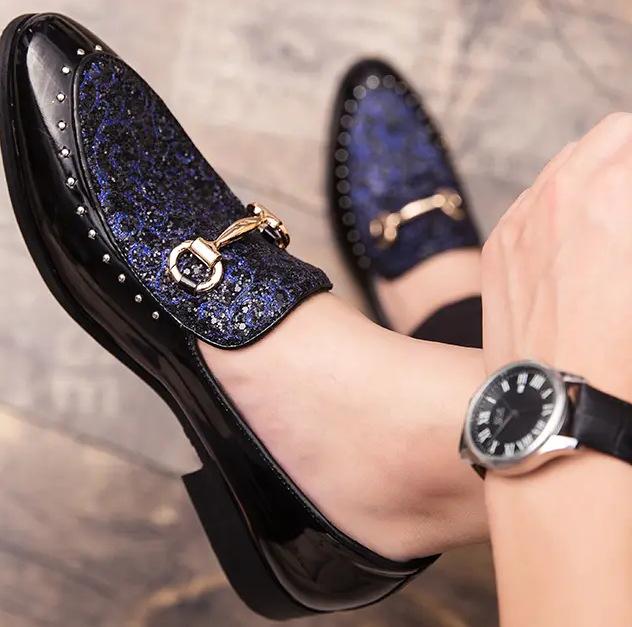 

Hairstylist leather shoes men s Korean version trend casual inner height increase British pointed men s shoes versatile teenagers small leather shoes 44 синій