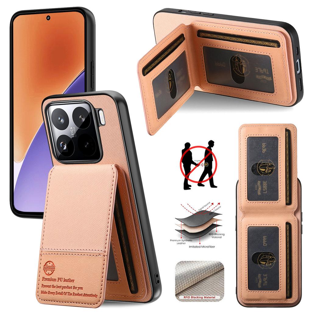 Phone Case for Xiaomi 15T Poco F7 X7 MI 17 Pro Max RFID Leather Wallet Card Back Cases for Redmi 15c 14c 13C Note15 14 Pro Plus