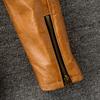 Natural Oil Waxed Cow Leather Jacket For Men Biker Clothes Yellow Soft Genuine Cowhide Coat Autumn