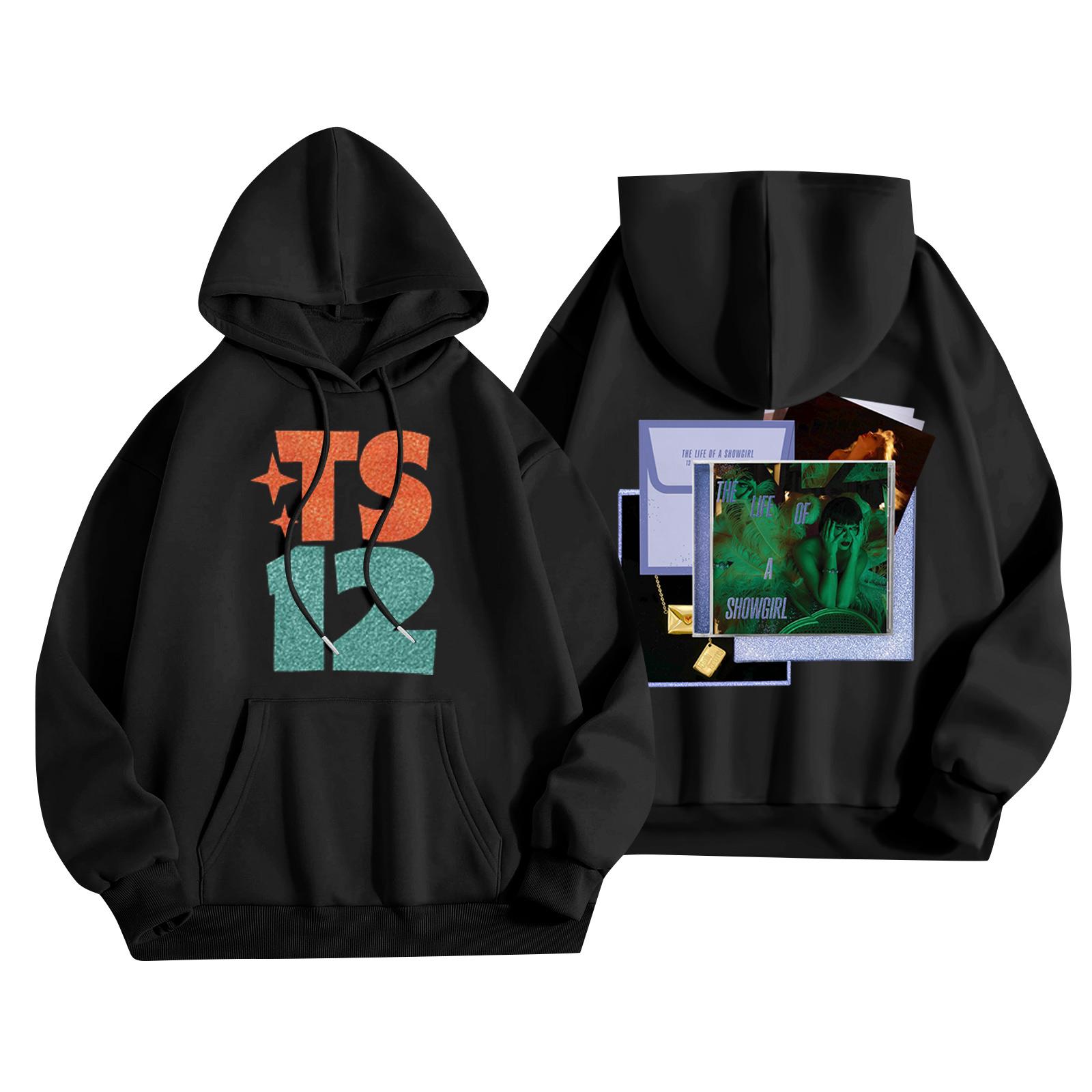 Женский модный легкий пуловер с длинным рукавом и карманами худи с принтом L 1798₽