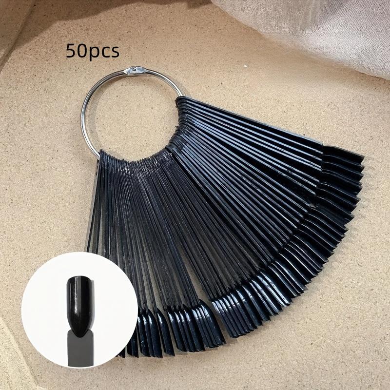 

50 шт. Палочки для образцов лака для ногтей, Съемные веерообразные типсы для практики нейл-арта, Дисплей образцов цвета лака для салона и инструмент для DIY маникюра чёрный