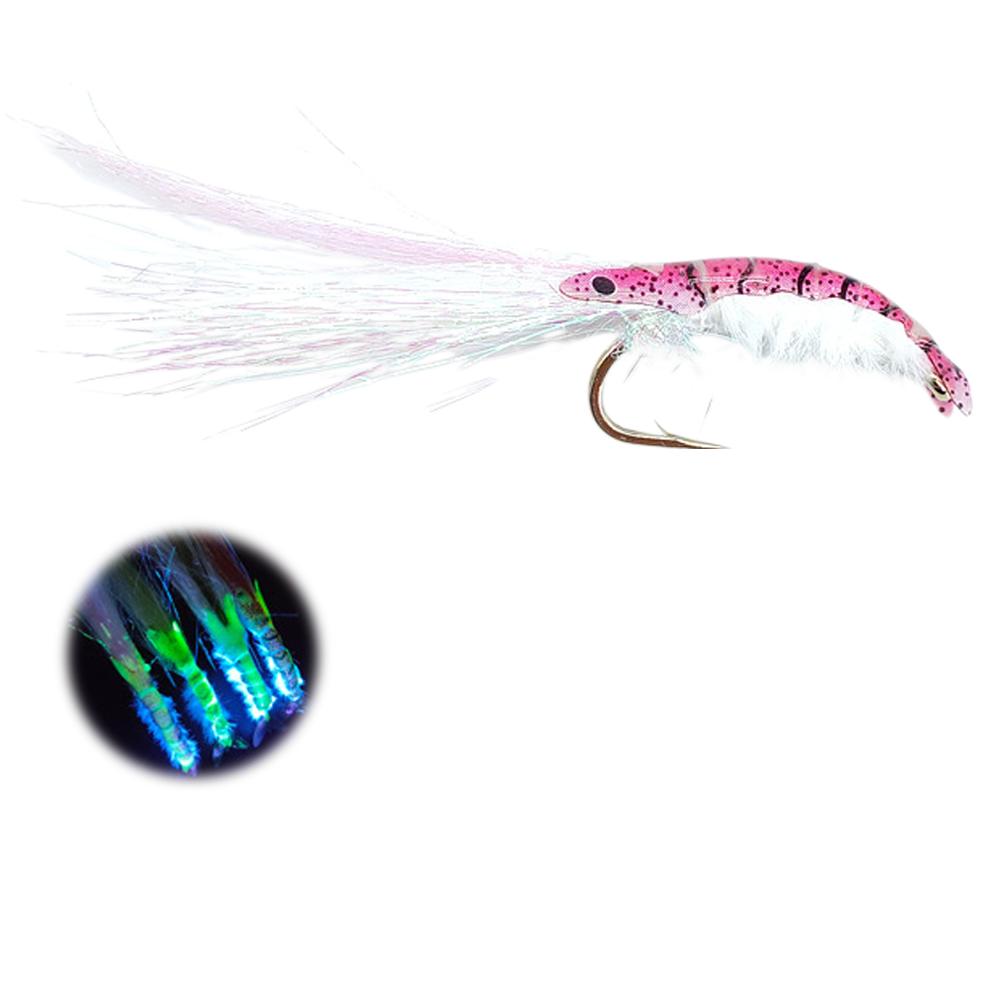 4pcs Iridescent Luminous Ice Silk Shrimp Lure Fly Fishing Flies Hook Freshwater Lure For Bass White Bass Angling Tackle