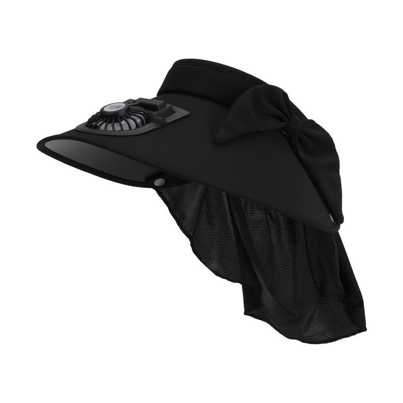 Summer Eaves with Fan Hat Women's Outdoor Travel Sunshade Empty Top Hat Fashionable Versatile Sunscreen Sun Hat