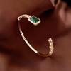 Square Zircon Adjustable Bangles for Women Light Luxury Temperament Cuff Bracelets Personality Emerald Hand Zircon Wholesale