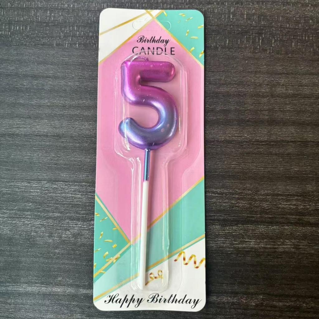 Ins Galaxy Gradient Digital Birthday Candle Ornament Pink Blue Purple Layout Party Cake Baking Plug-in Card