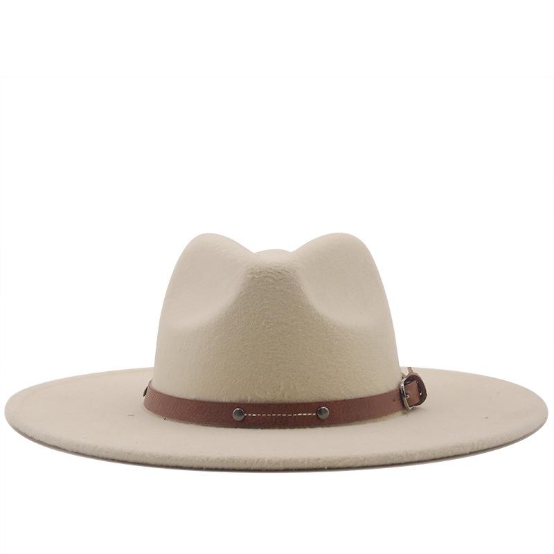 .Cm European and American autumn and winter women's woolen hat, British style chain jazz hat, crimped hat