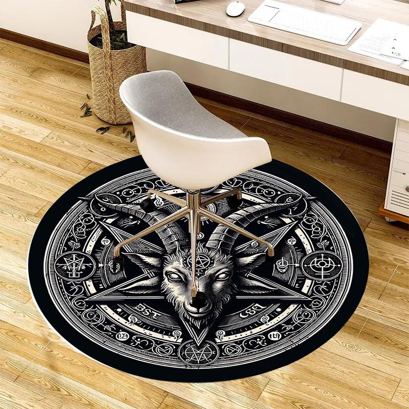 1pc Office Carpet Chair Mats Baphomet Symbol Tattoo Design Perfect for Decorating Office Chairs, Living Rooms, Or Bedrooms