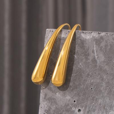 Orecchini pendenti francesi piccoli e delicati a forma di goccia d'acqua per donna, placcati in oro giallo 18k vero su acciaio al titanio, gioielli semplici per le orecchie