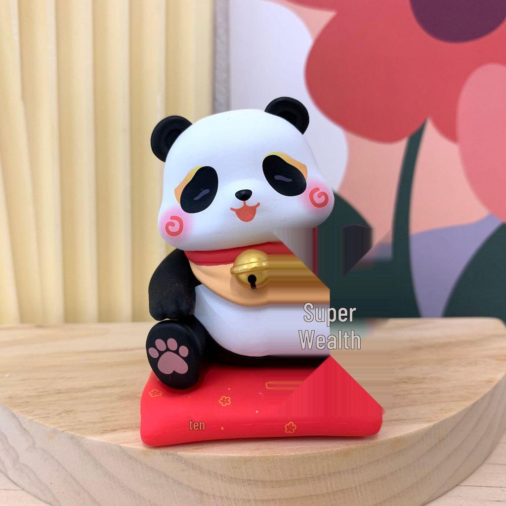 Panda Gun Gun Fortune-Blessing Blind Box Figurine for Desk or Car