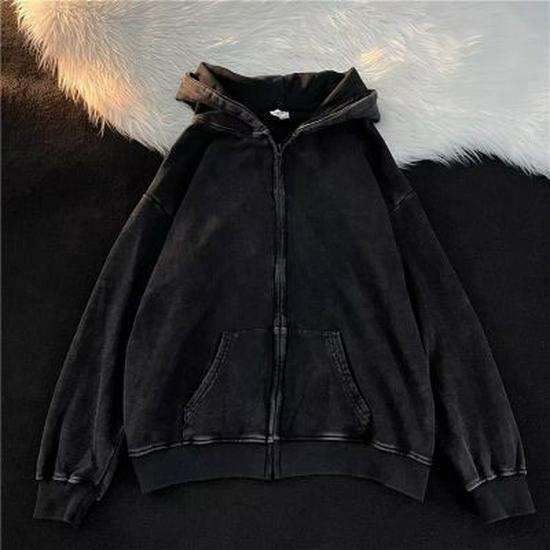 Retro Washed Distressed Men's Hooded Sweater Cardigan - Japanese Casual Spring/Autumn Style