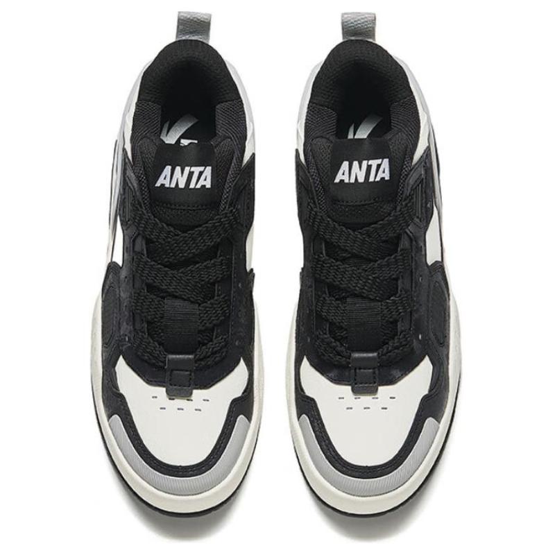 Anta Anti-Slip Wear-Resistant Low-Top Skateboard Shoes Men's Black White Sneakers 112438028-3
