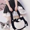 [HUIJUFU] Women's Realistic Fluffy Plush Cat Crossbody Bag (Black & White, Large)