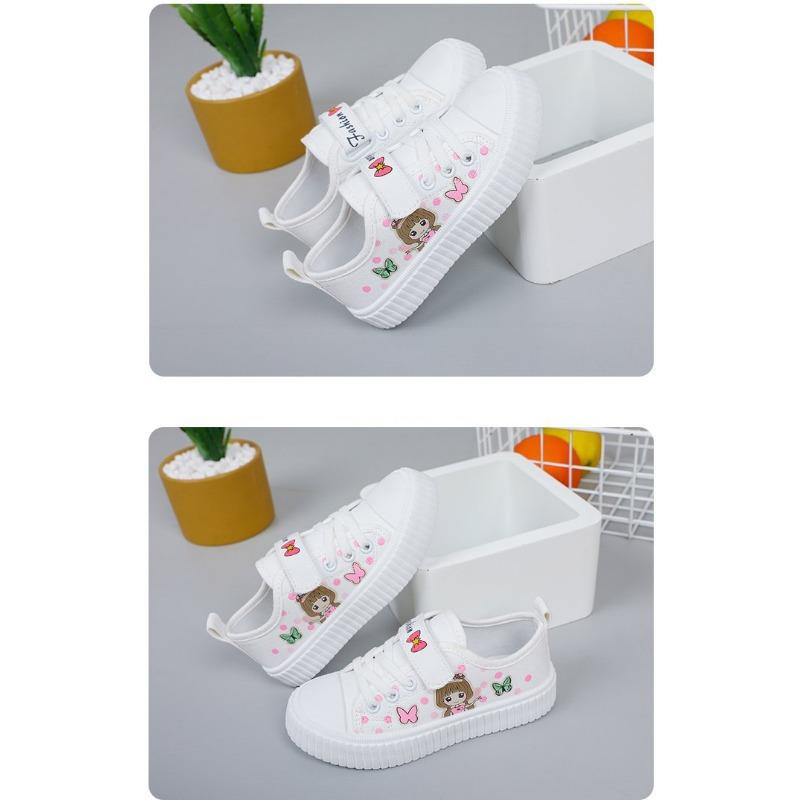 Fashion Children's Cartoon Canvas Girls Flat Casual Running Board Shoes