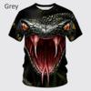 Summer Snake Tshirts for Men 3D Printing Animal T Shirt Casual Fashion Hip-Hop Cool Round Neck Short Sleeve Top