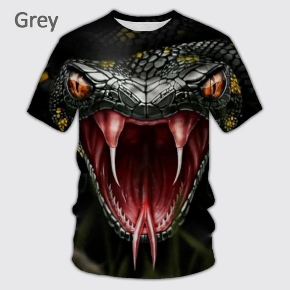 Summer Snake Tshirts for Men 3D Printing Animal T Shirt Casual Fashion Hip-Hop Cool Round Neck Short Sleeve Top