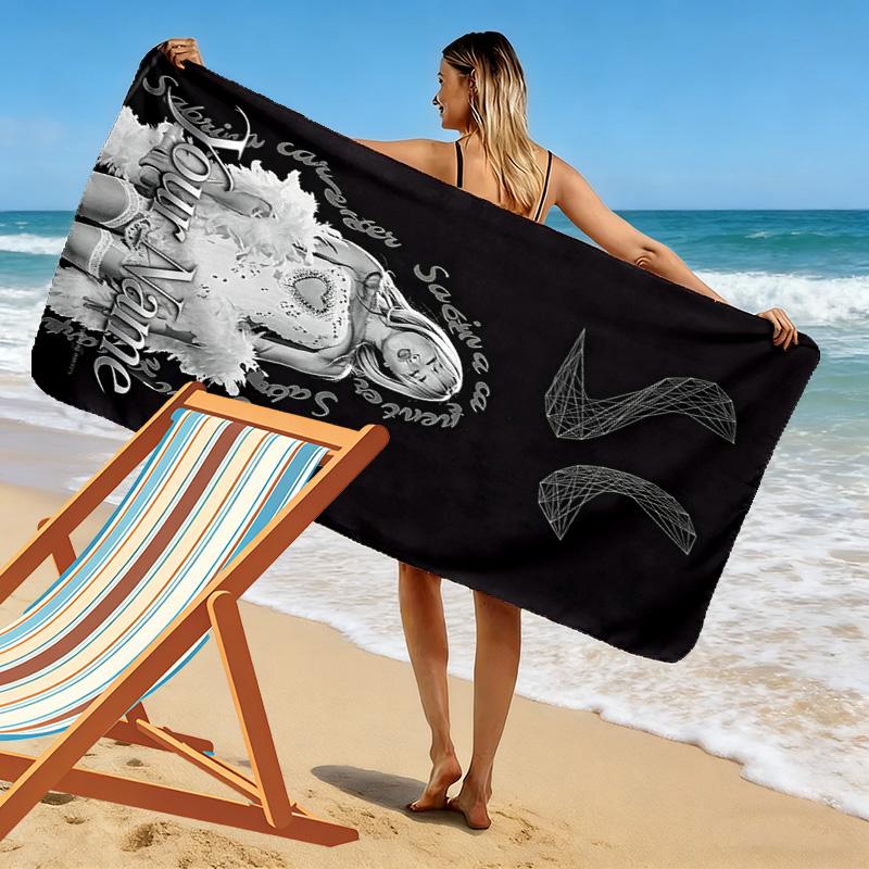 Name Custom Sabrina Carpenter Print Beach Towel, Large Soft Quick Dry Towel for Beach Camping Swimming