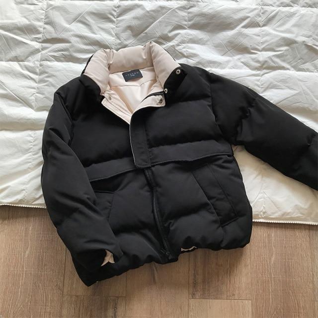 Crriflz Ladies Winter Solid Down Jacket Women Oversize Loose Coat Stand-up Collar Thick Warm Causal Chic Parka New New Style