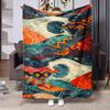 Abstract Art Style Wave Pattern Flannel Printed Blanket Suitable for All Seasons Suitable for Living Room Office Sofa and Travel