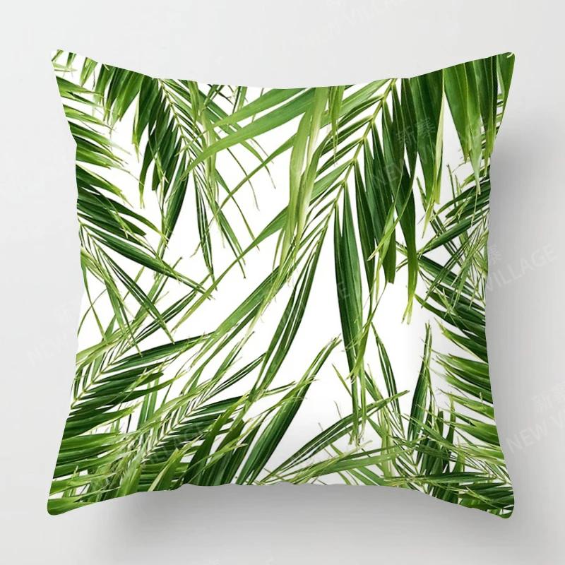 Nordic Fall Home Decor Autumn Throw Pillow Case Sofa Cushion Cover Modern 45X45Cm 45*45 50X50 60X60Cm 40*40Cm Leaf Plant Green