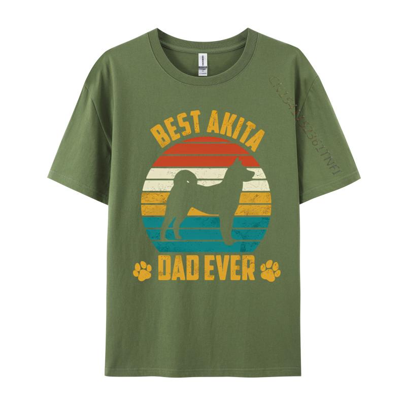 Big And Tall T Shirts Best Akita Dad Ever Retro Sunset Dog T Shirts Retro Tops T Shirt Cotton Mens Holiday Shirts Men