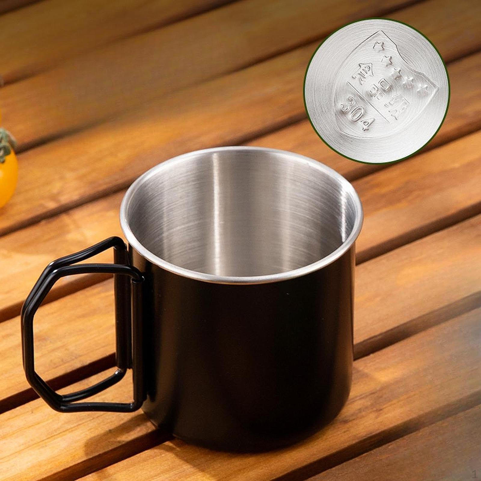 

Кружка для кемпинга из нержавеющей стали 304 со складными ручками для кофе Black 250ml