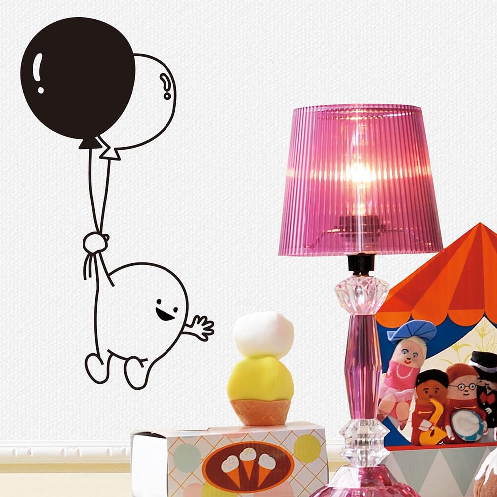 Настенная наклейка  Улыбка  Монохромная, Сделано в Японии, 22см x 30см (JBW1060: Улыбка - Воздушный шар)