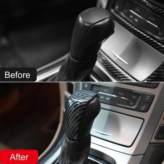For Cadillac CTS 2008-2013 Carbon Fiber Look Car Gear Shift Knob Cover Trim