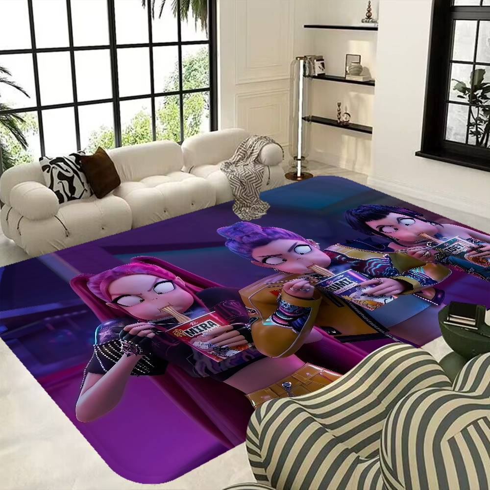 KPop D-Demons H-Hunters Chicas Anime Alfombra de Pasillo Estilo INS Suave Suelo de Dormitorio Casa Lavadero Alfombras Antideslizantes para Mesita de Noche