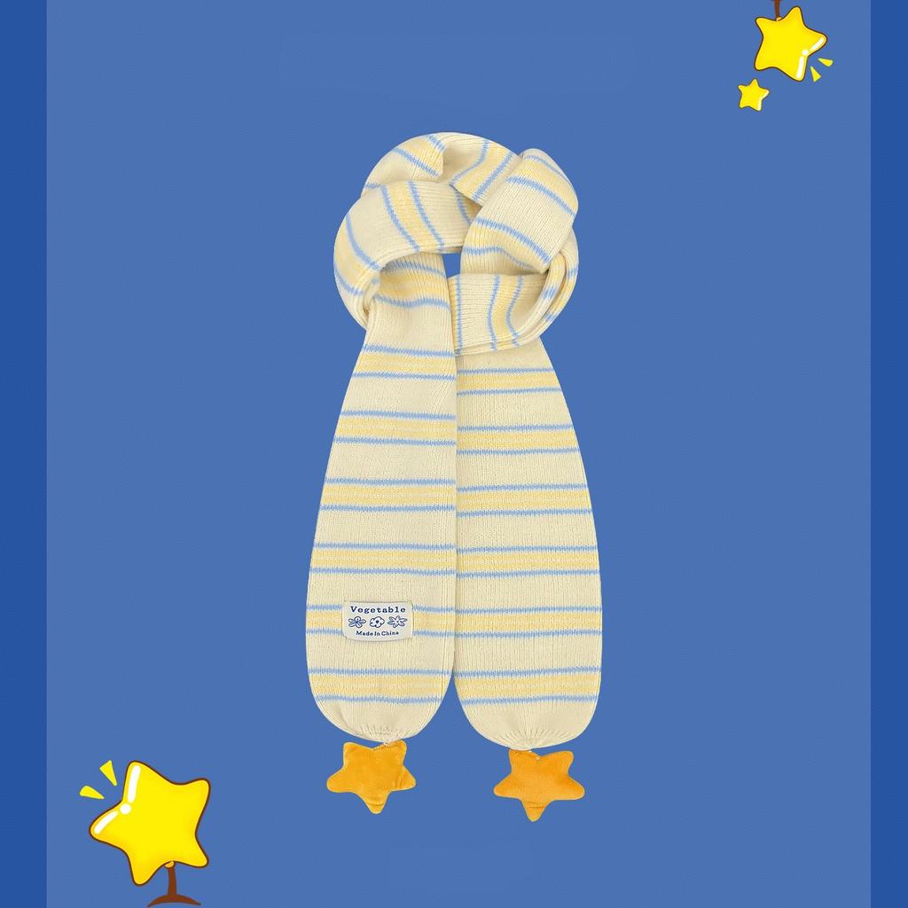 1116 new Korean version striped star knitted scarf girls winter warm sweet college wind wool scarf tide