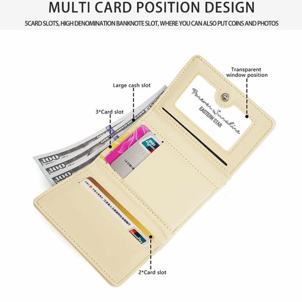 Portable Bowknot Short Wallet Large Capacity Dopamine Color Coin Purse PU Leather Card Holders Female Girl