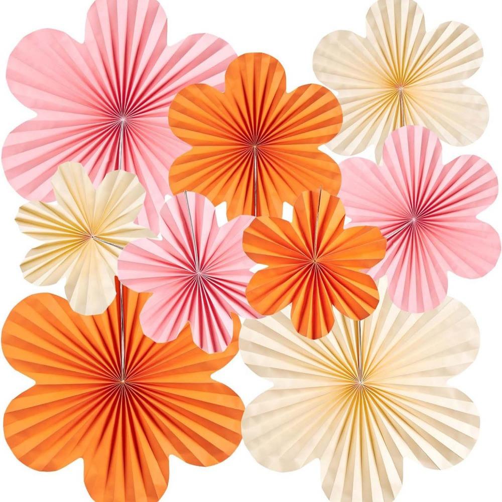 Pink Paper Fans Hanging Backdrops Decoration New Paper Fan Flower  Wedding