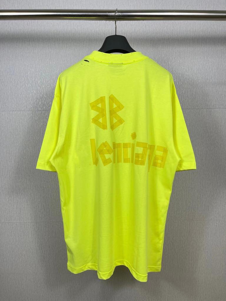 B Brand SS24 Vintage Paříž Logo Páska Prané Volné Tričko