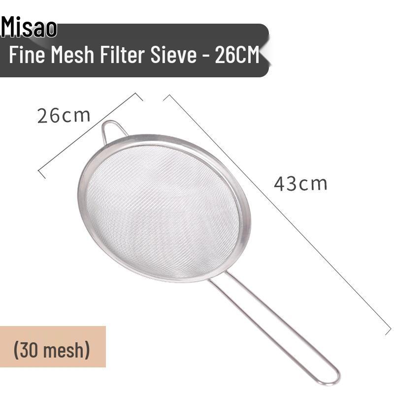 Stainless Steel Flour Sieve & Oil Drip Filter with Handle, Available in Large, Medium, Small Sizes for Baking & Powder Sieving.