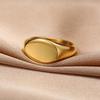 Vnox Engrave Signet Ring for Women,9mm Initial Gold Color Solid Stainless Steel Stamp Ring,Minimalist Metal Name Jewelry Gift