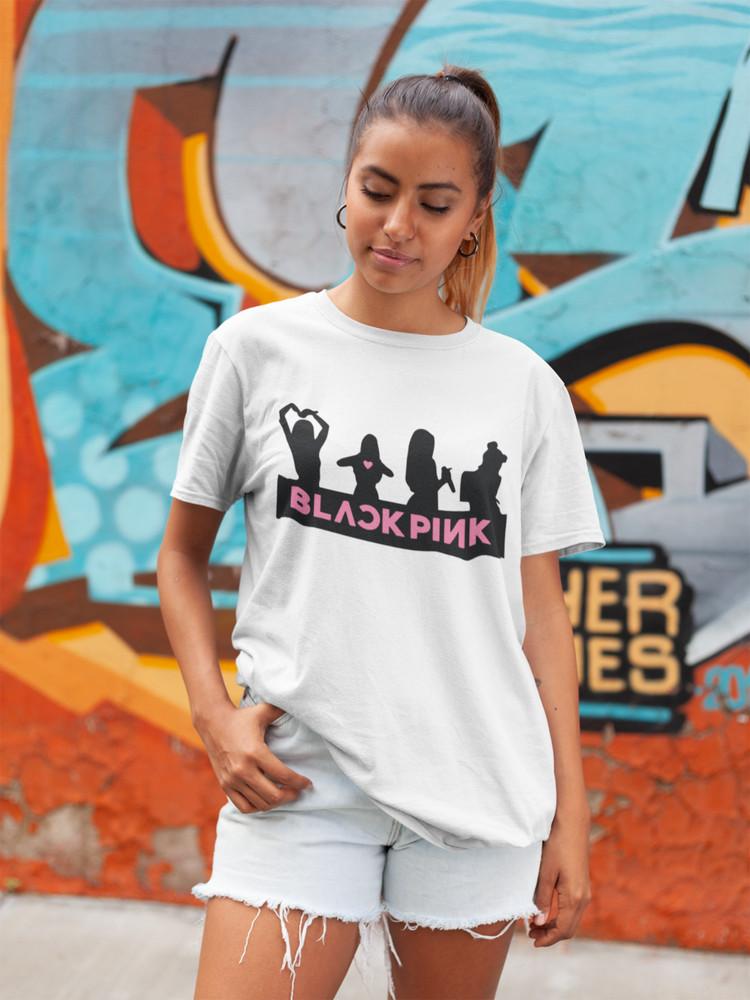 

Женская футболка из органического хлопка оверсайз черного и розового цвета K-POP Blackpink женская группа музыка S