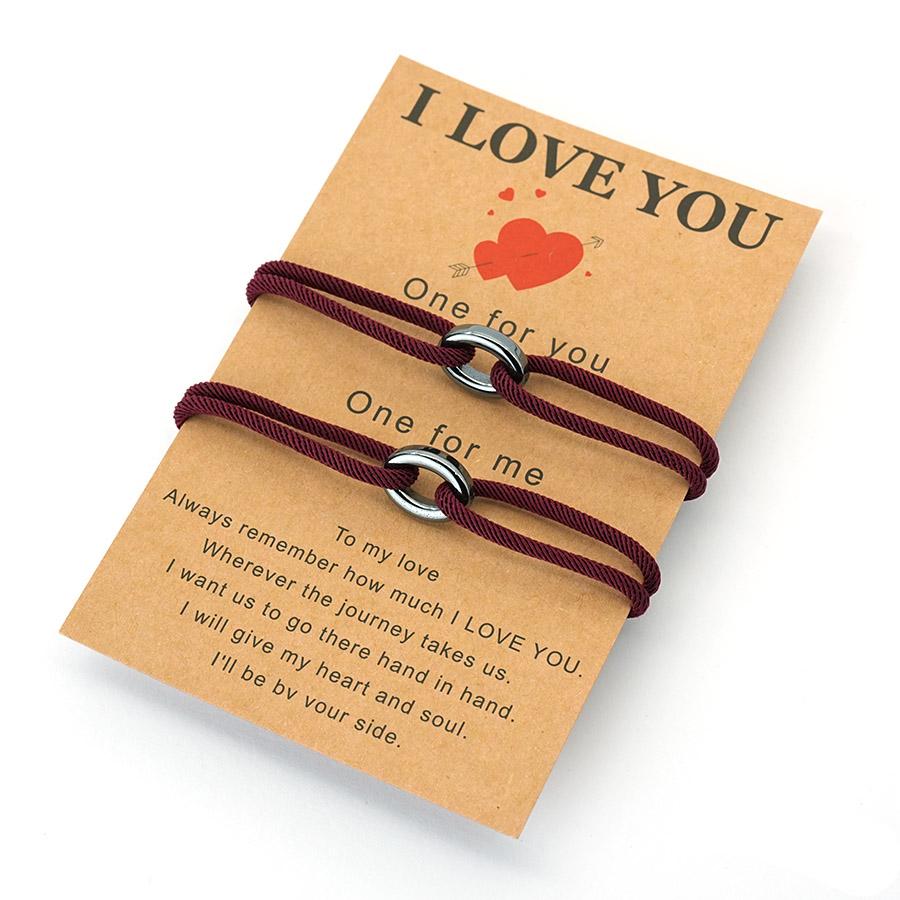 

Noter 2pcs Couple Bracelet Valentine Day Accessories 6 Colors Available High Quality 3mm Milan Rope Handmade Friendship Braslet бордовий