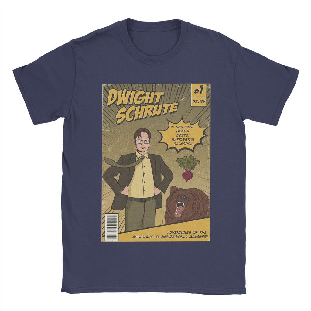 Erkek Tişört Dwight Schrute Çizgi Romanlar Vintage Pamuklu Tişört Kısa Kollu The Office TV Dizisi Tişörtleri O Yaka Giyim Grafik