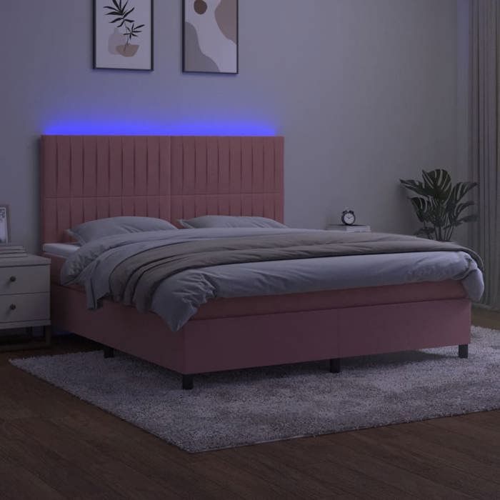 Maison Exclusive - Sommier à lattes de lit matelas et LED Rose 160x200 cm Velours
